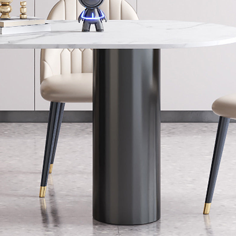 Stone Top Dining Table Modern Dining Table with 3 Legs Base in Black