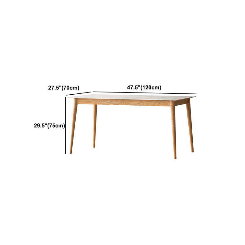 Stone Top Dining Table Traditional Luxury Rectangle Dining Table with 4 Wood Legs