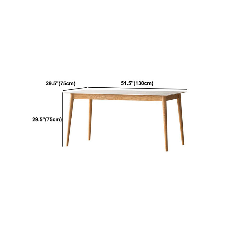 Stone Top Dining Table Traditional Luxury Rectangle Dining Table with 4 Wood Legs