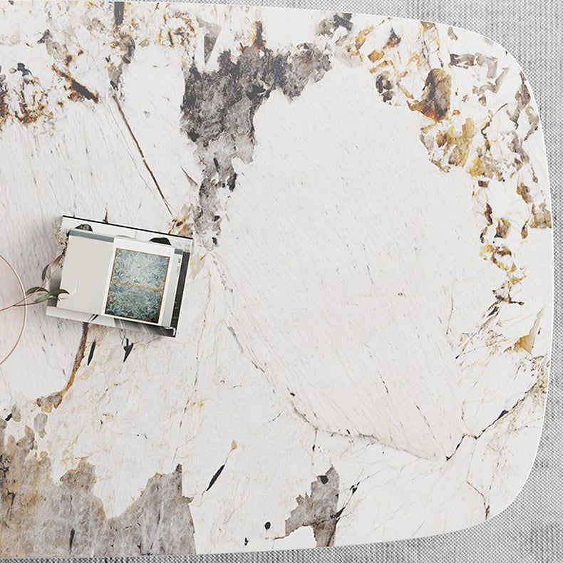 Sintered Stone Top Table for Restaurant Luxury White Table with Double Pedestal