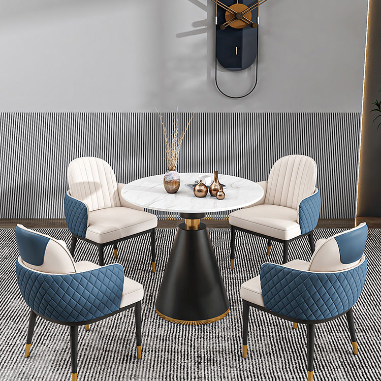 Metal Traditional Luxury Round Table Sintered Stone Top Indoor Table with Pedestal Base