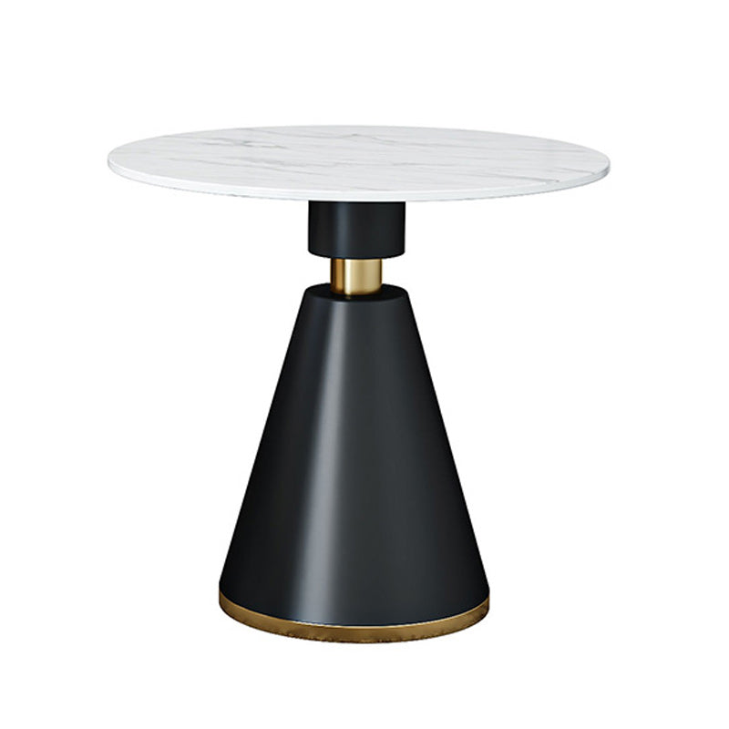 Metal Traditional Luxury Round Table Sintered Stone Top Indoor Table with Pedestal Base