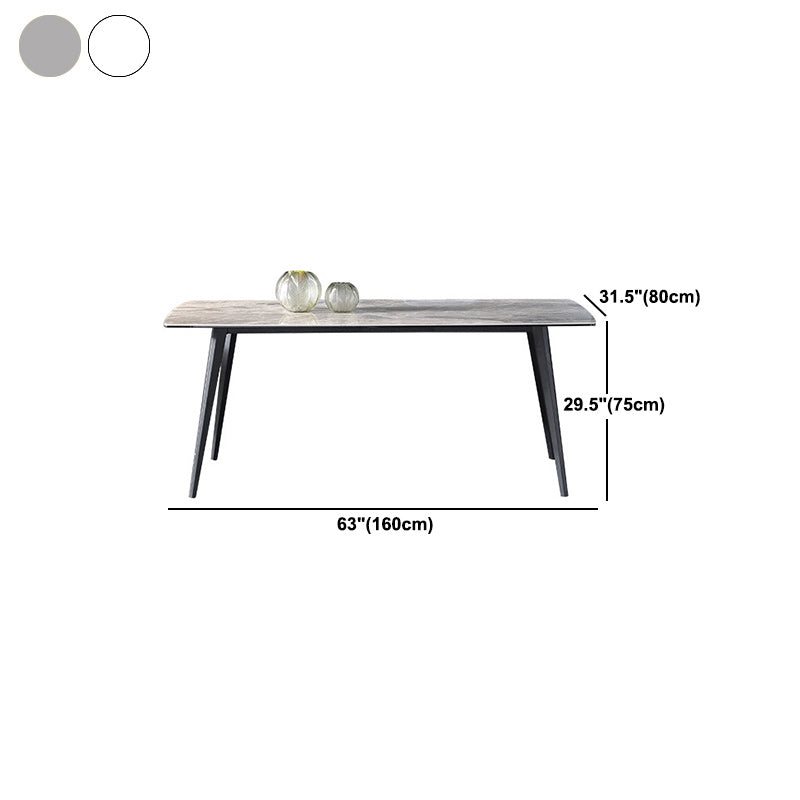 Metal Contemporary Rectangle Dining Table Sintered Stone Top Table for Dining Room