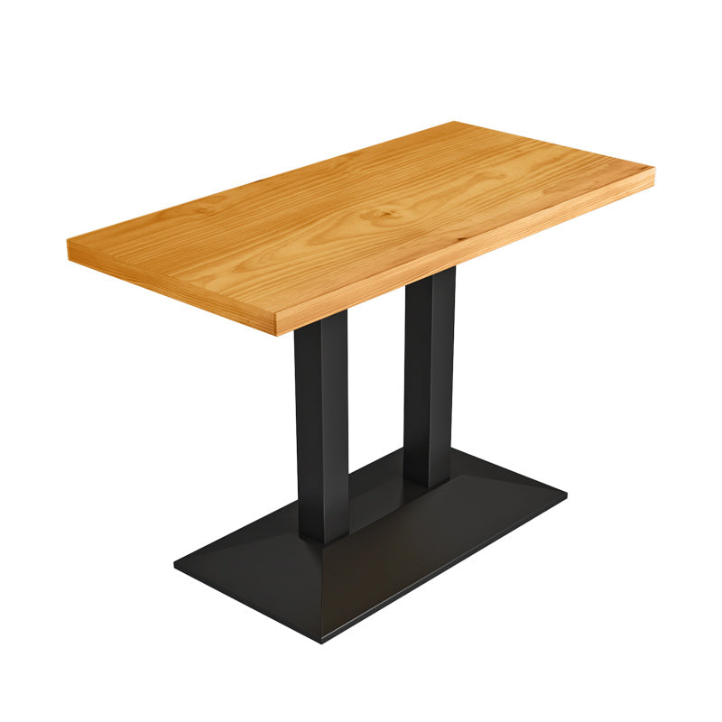 Metal Industrial Dining Table Pine Wood Top Table with Pedestal Base