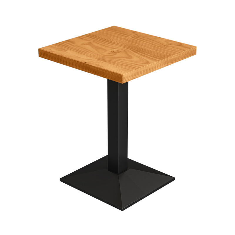 Metal Industrial Dining Table Pine Wood Top Table with Pedestal Base