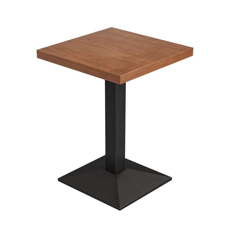 Metal Industrial Dining Table Pine Wood Top Table with Pedestal Base