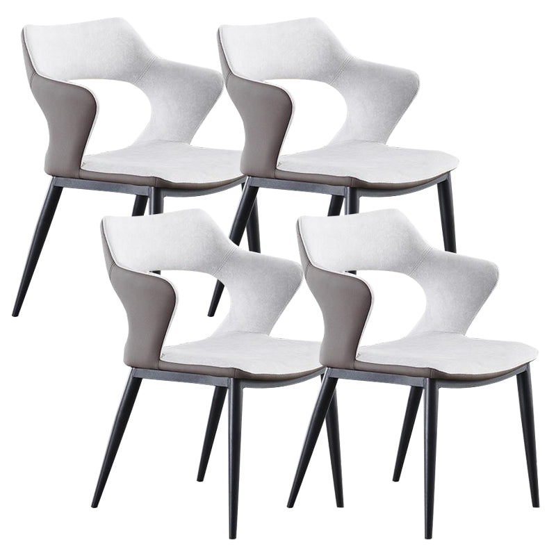 Metal Base Dining Chair Modern Style Faux Leather Arm Dining Chairs