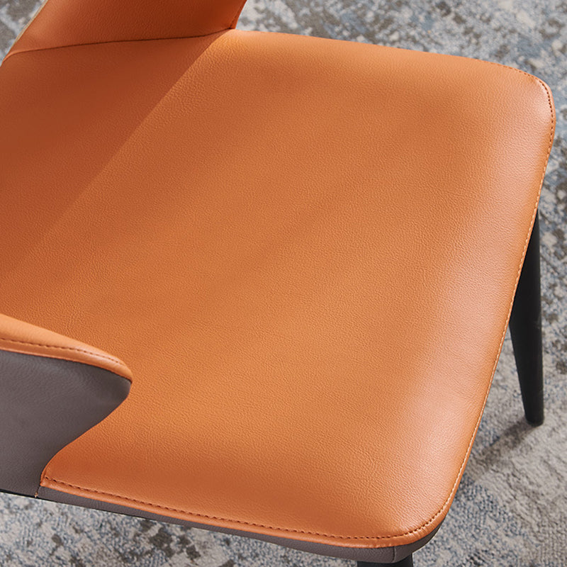 Metal Base Dining Chair Modern Style Faux Leather Arm Dining Chairs