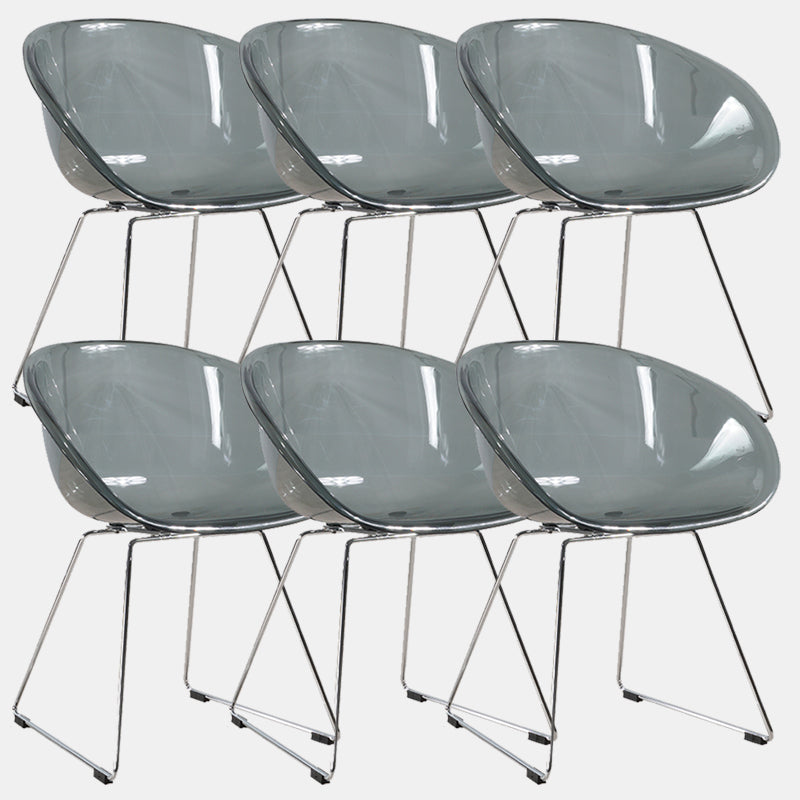 Contemporary Style Arm Chair Plastic Dining Chair with Metal Base for Dining Room