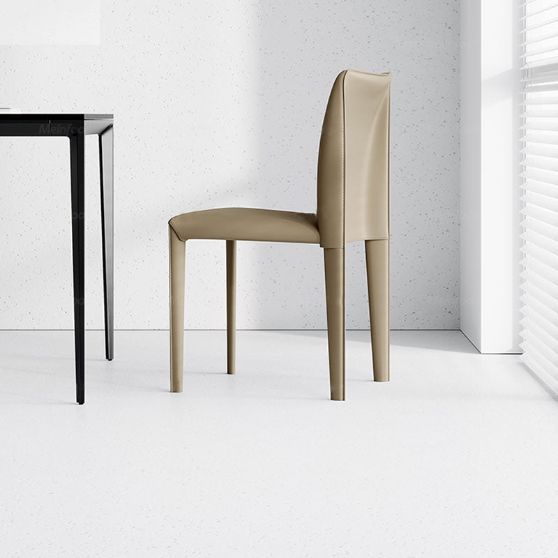 Designer Style Armless Chair Parsons Back Leather Chair for Restaurant