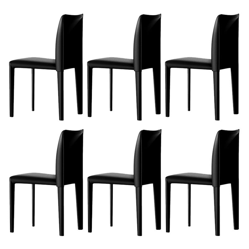 Designer Style Armless Chair Parsons Back Leather Chair for Restaurant