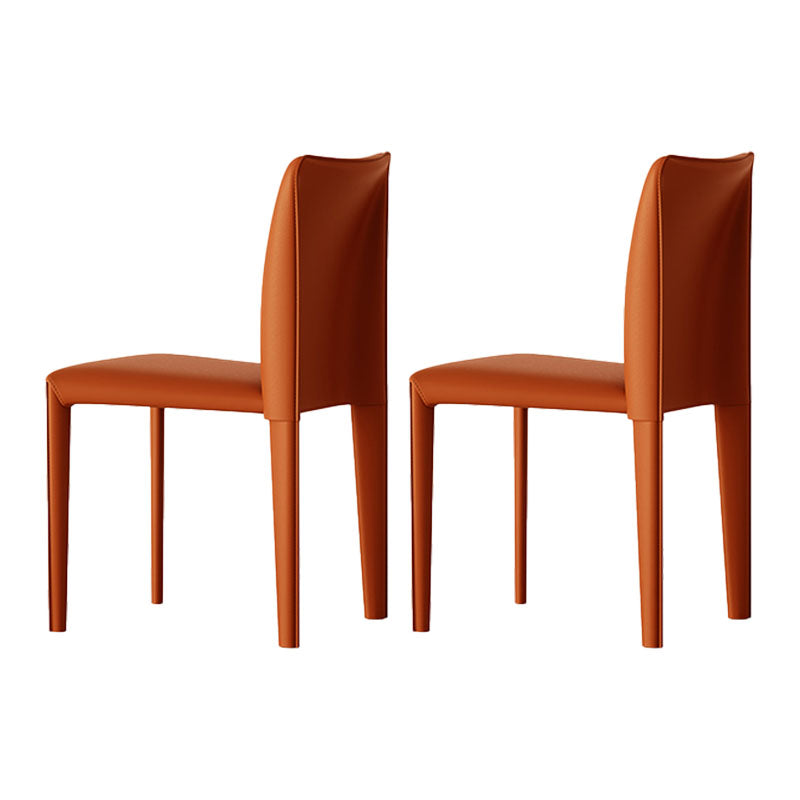 Designer Style Armless Chair Parsons Back Leather Chair for Restaurant