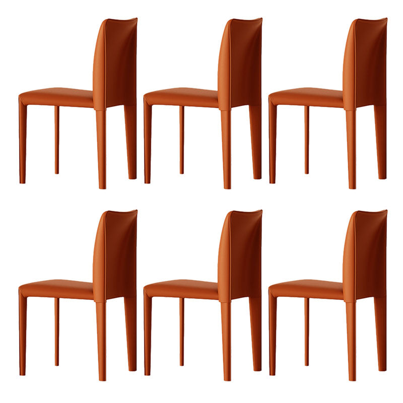 Designer Style Armless Chair Parsons Back Leather Chair for Restaurant