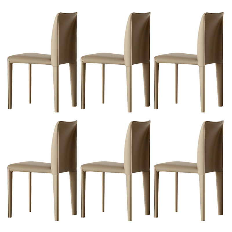 Designer Style Armless Chair Parsons Back Leather Chair for Restaurant