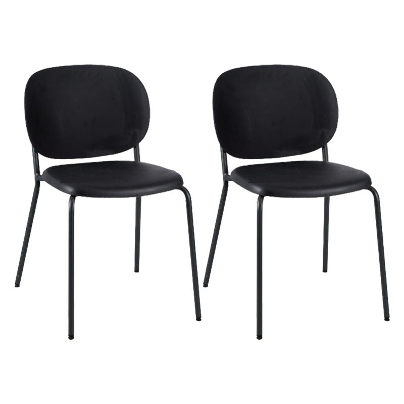 Modern Upholstered Armless Chair Plastic Dining Chair with Metal Base for Restaurant
