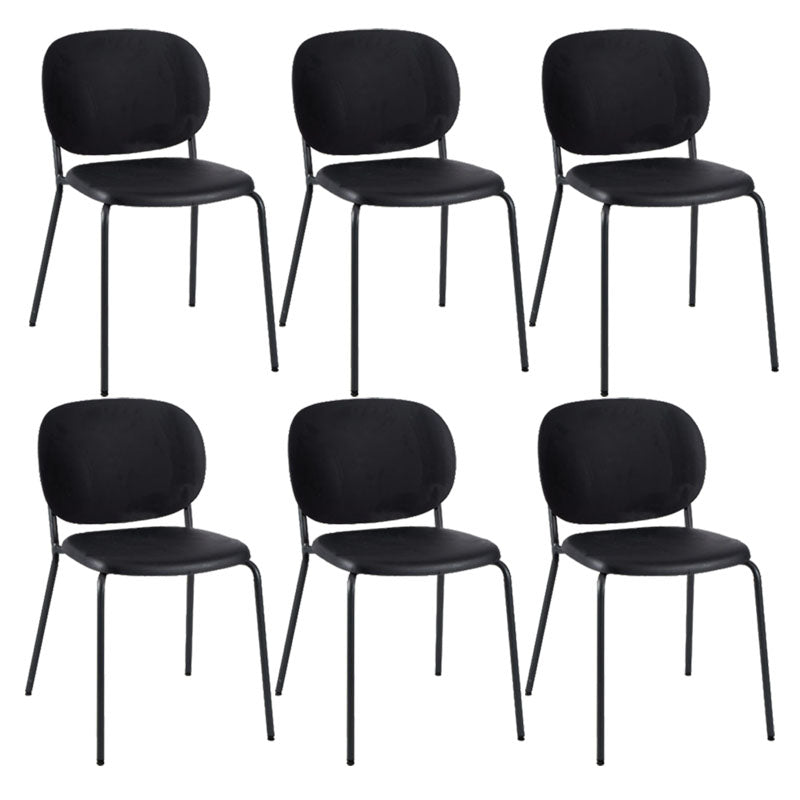 Modern Upholstered Armless Chair Plastic Dining Chair with Metal Base for Restaurant