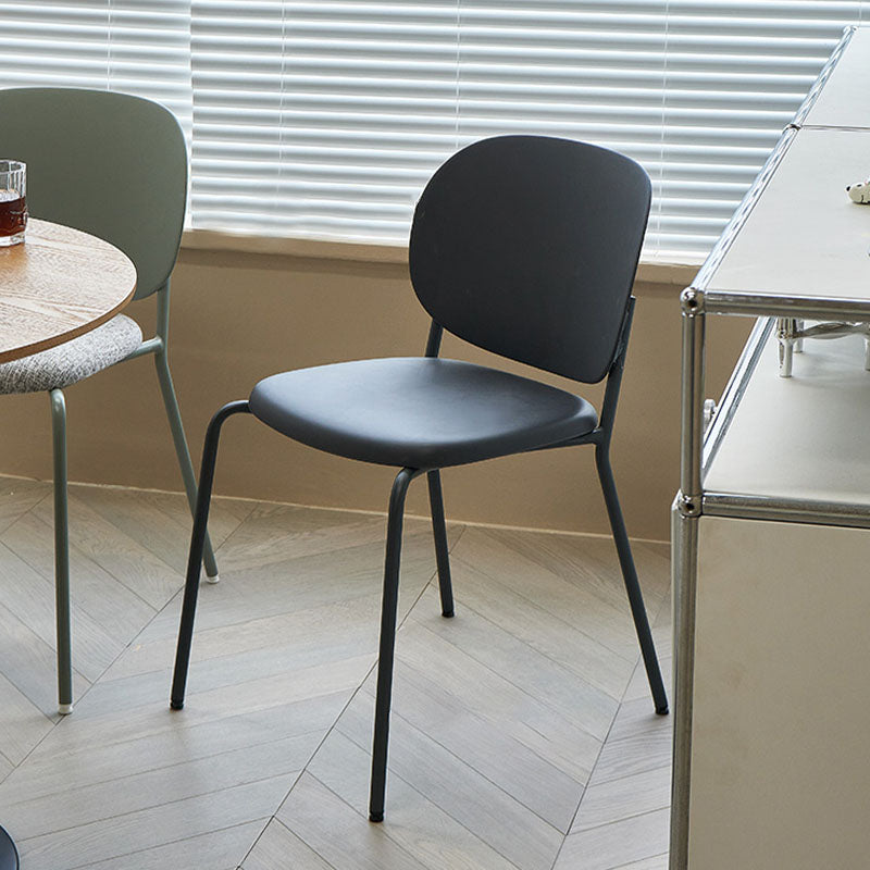 Modern Upholstered Armless Chair Plastic Dining Chair with Metal Base for Restaurant