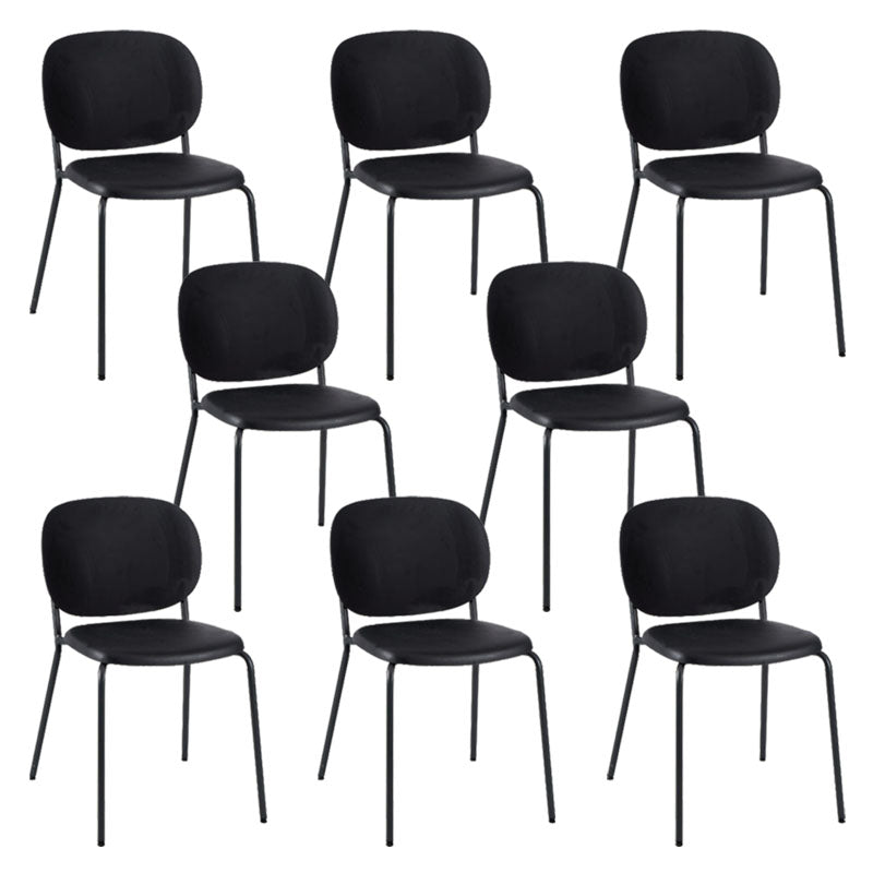 Modern Upholstered Armless Chair Plastic Dining Chair with Metal Base for Restaurant