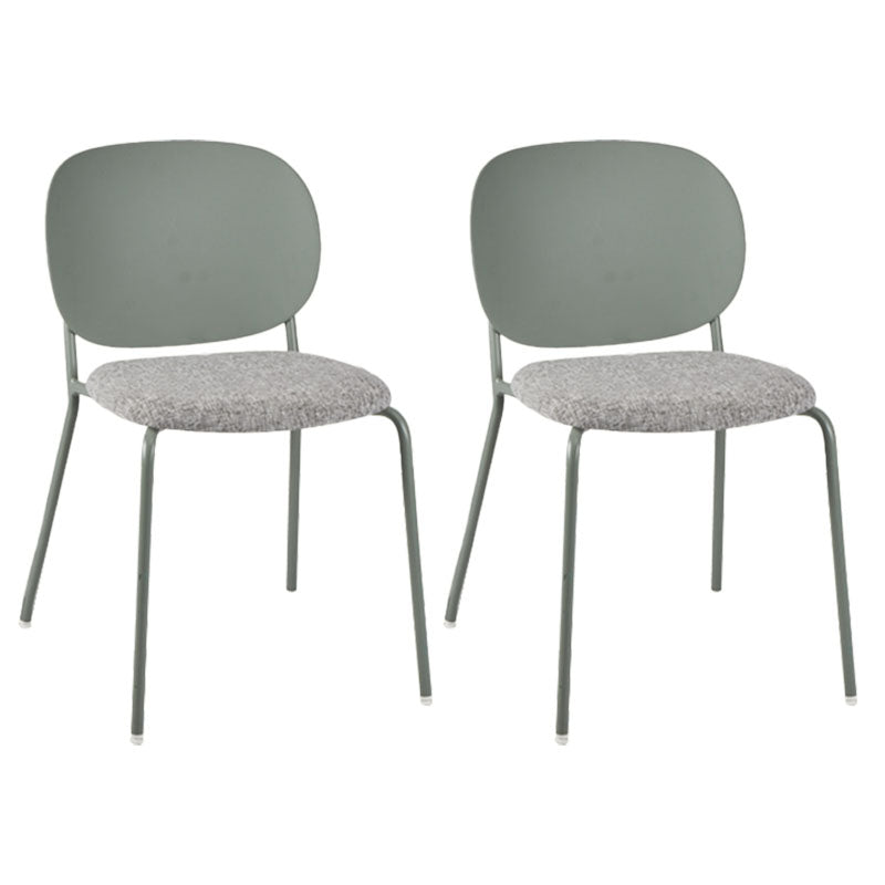 Modern Upholstered Armless Chair Plastic Dining Chair with Metal Base for Restaurant