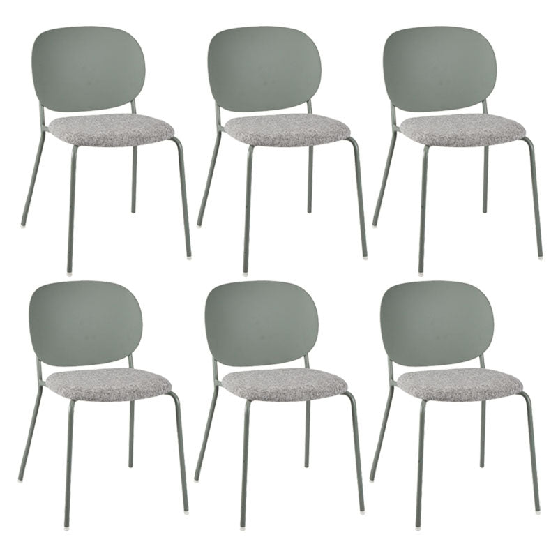 Modern Upholstered Armless Chair Plastic Dining Chair with Metal Base for Restaurant