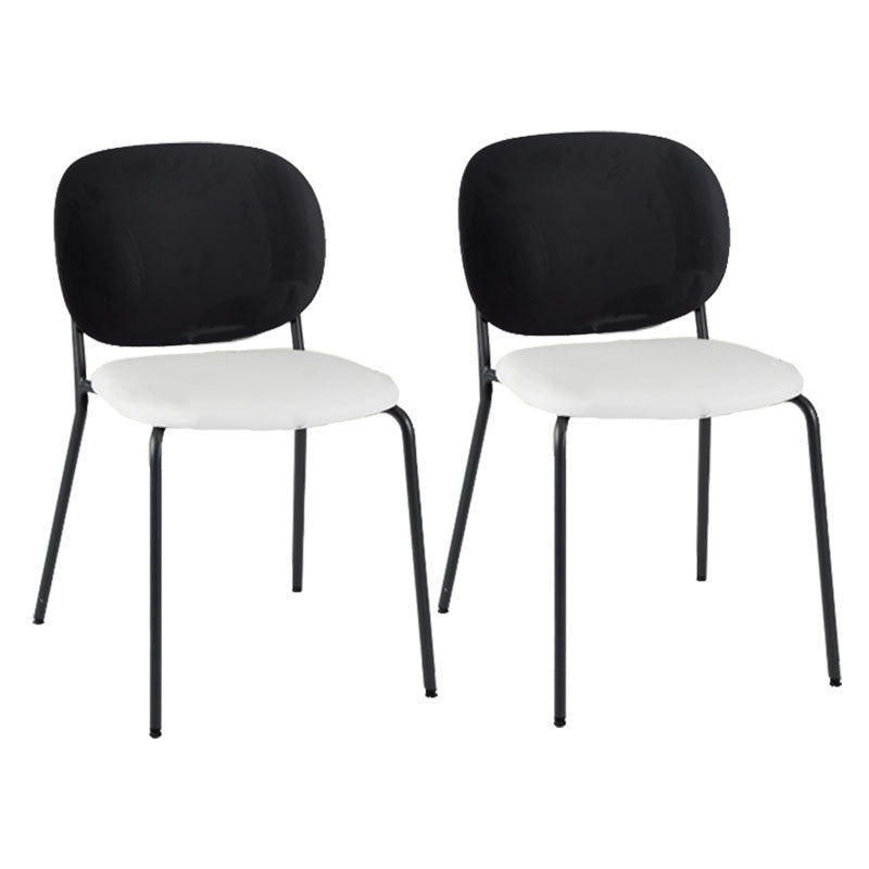 Modern Upholstered Armless Chair Plastic Dining Chair with Metal Base for Restaurant