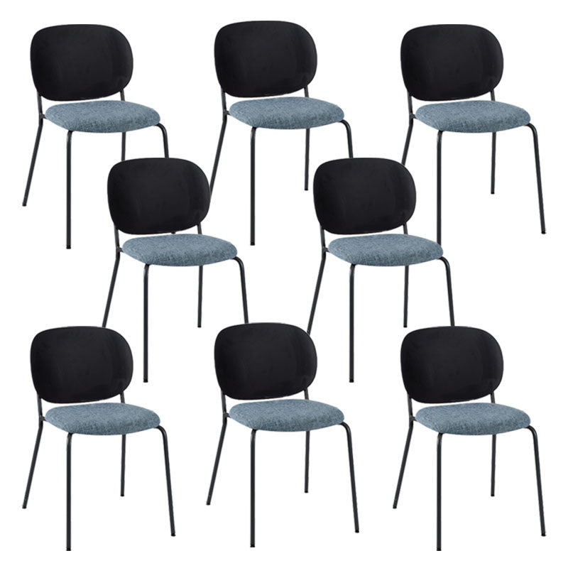 Modern Upholstered Armless Chair Plastic Dining Chair with Metal Base for Restaurant