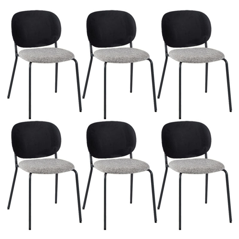 Modern Upholstered Armless Chair Plastic Dining Chair with Metal Base for Restaurant