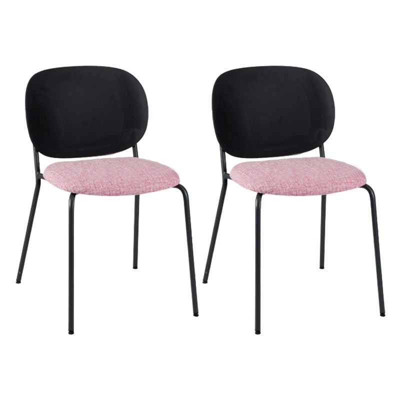 Modern Upholstered Armless Chair Plastic Dining Chair with Metal Base for Restaurant