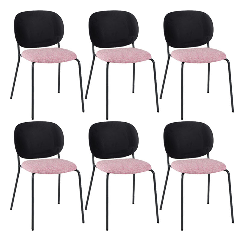 Modern Upholstered Armless Chair Plastic Dining Chair with Metal Base for Restaurant