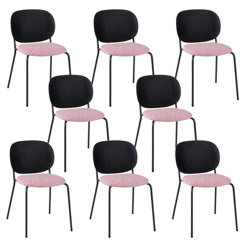 Modern Upholstered Armless Chair Plastic Dining Chair with Metal Base for Restaurant