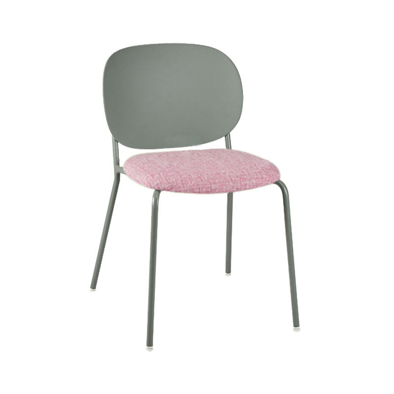 Modern Upholstered Armless Chair Plastic Dining Chair with Metal Base for Restaurant