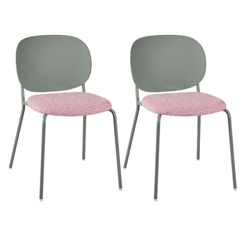 Modern Upholstered Armless Chair Plastic Dining Chair with Metal Base for Restaurant