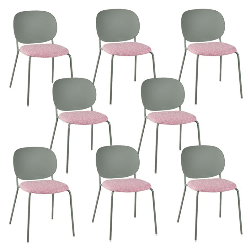 Modern Upholstered Armless Chair Plastic Dining Chair with Metal Base for Restaurant