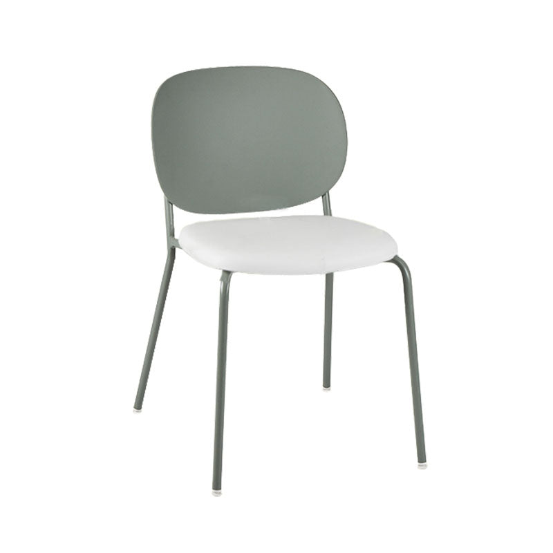 Modern Upholstered Armless Chair Plastic Dining Chair with Metal Base for Restaurant