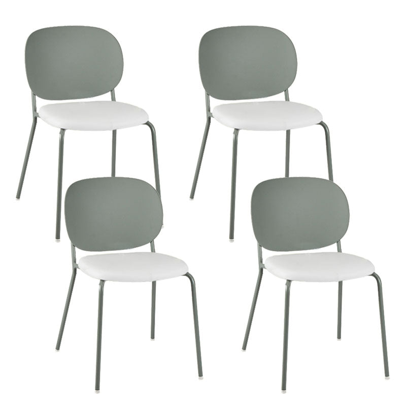 Modern Upholstered Armless Chair Plastic Dining Chair with Metal Base for Restaurant