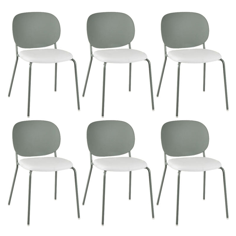 Modern Upholstered Armless Chair Plastic Dining Chair with Metal Base for Restaurant