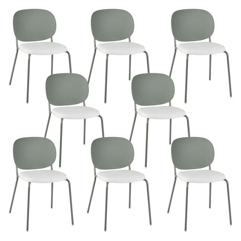 Modern Upholstered Armless Chair Plastic Dining Chair with Metal Base for Restaurant
