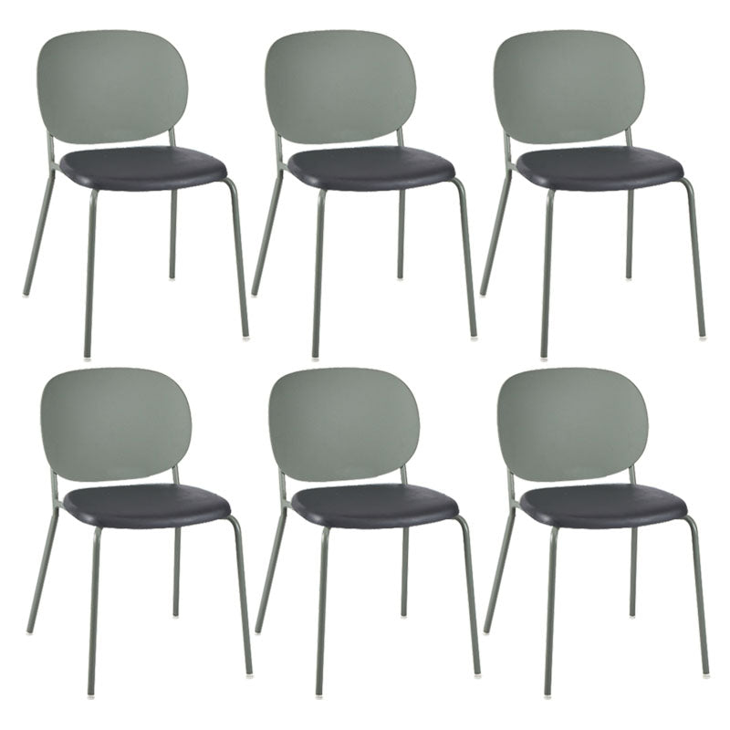 Modern Upholstered Armless Chair Plastic Dining Chair with Metal Base for Restaurant