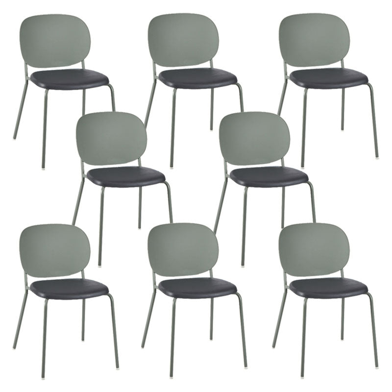 Modern Upholstered Armless Chair Plastic Dining Chair with Metal Base for Restaurant