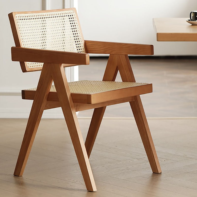 Contemporary Style Chair Arm Open Back Chair with Wood Legs for Home