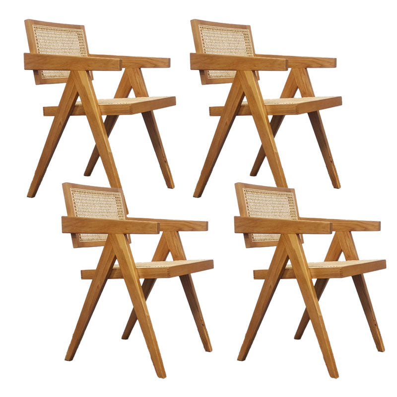 Contemporary Style Chair Arm Open Back Chair with Wood Legs for Home