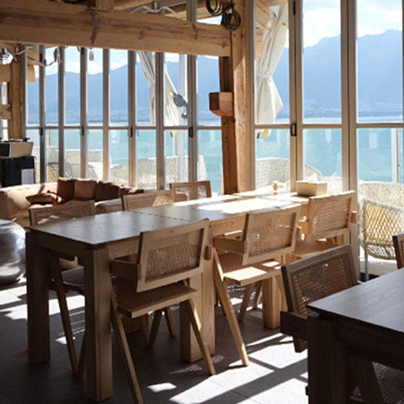 Contemporary Style Chair Arm Open Back Chair with Wood Legs for Home