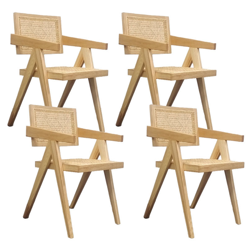 Contemporary Style Chair Arm Open Back Chair with Wood Legs for Home