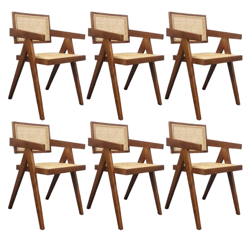 Contemporary Style Chair Arm Open Back Chair with Wood Legs for Home