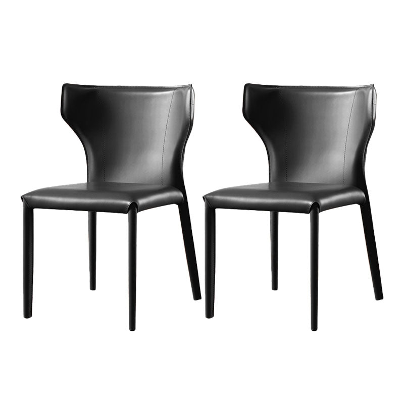 Contemporary Style Chair Armless Wingback Side Chair with Metal Legs for Home