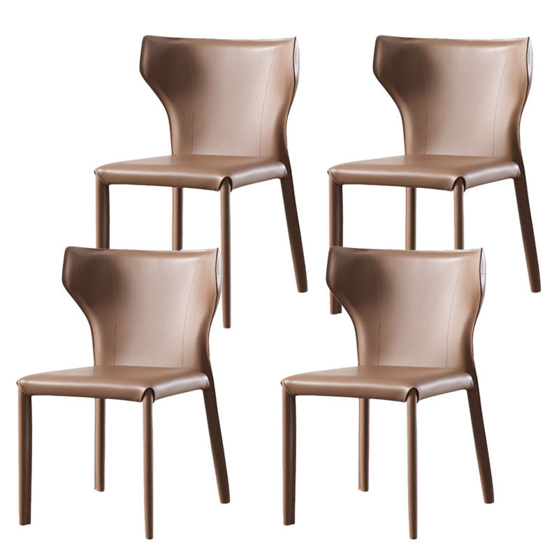 Contemporary Style Chair Armless Wingback Side Chair with Metal Legs for Home