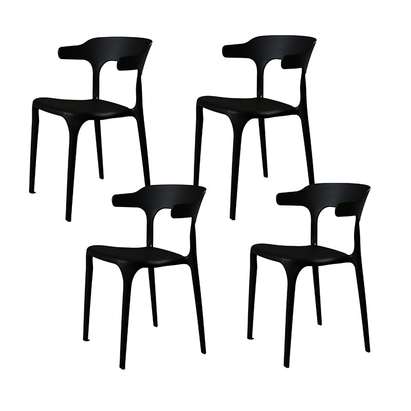 Contemporary Style Armless Dining Chair Plastic Open Back Side Chair for Restaurant