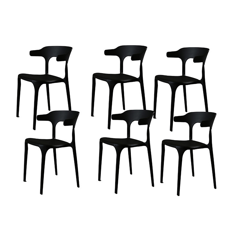 Contemporary Style Armless Dining Chair Plastic Open Back Side Chair for Restaurant