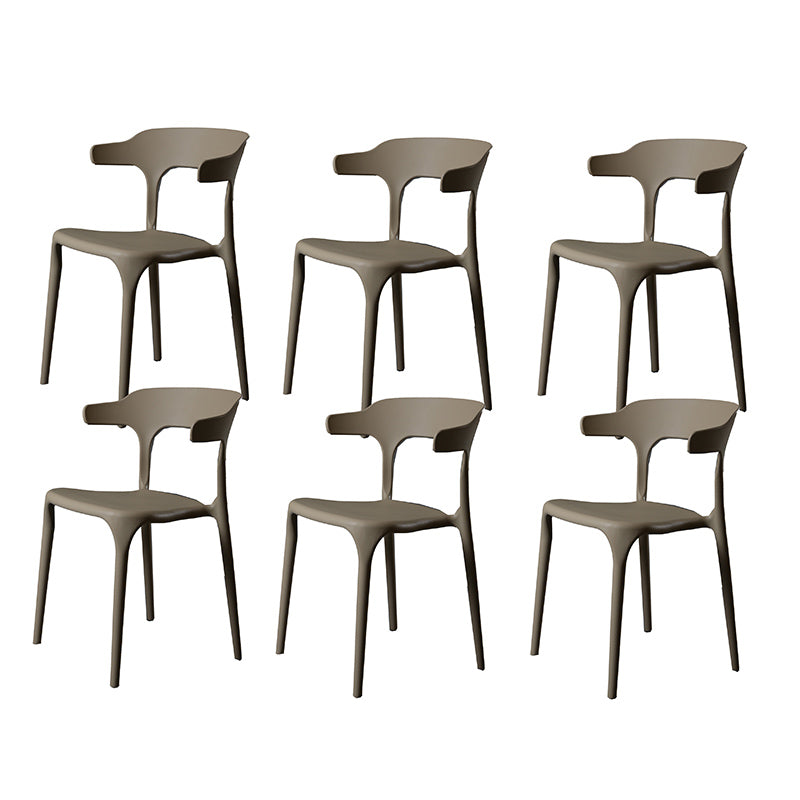 Contemporary Style Armless Dining Chair Plastic Open Back Side Chair for Restaurant