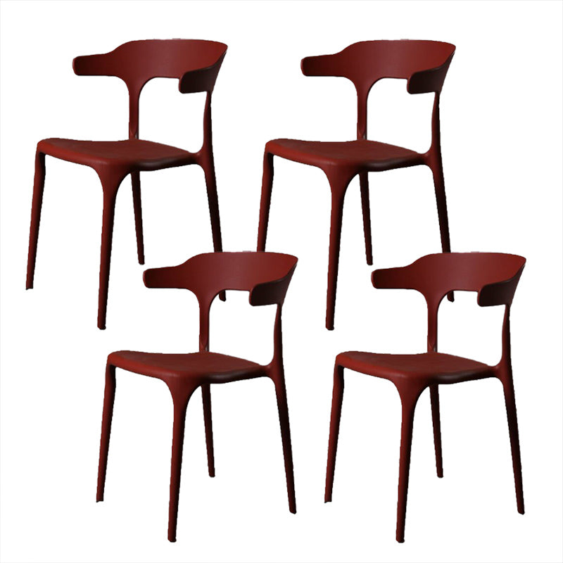 Contemporary Style Armless Dining Chair Plastic Open Back Side Chair for Restaurant